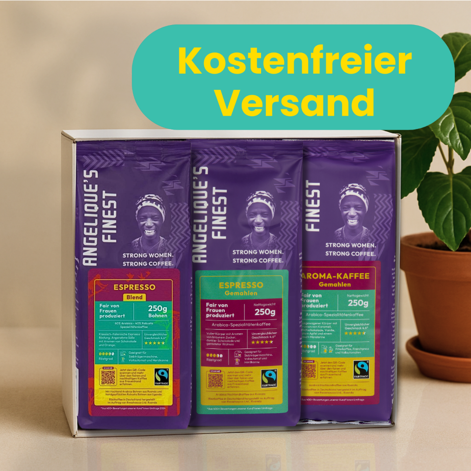 Angeliques Finest Propierpaket: 3 fairtrade Kaffeesorten mit je 250g